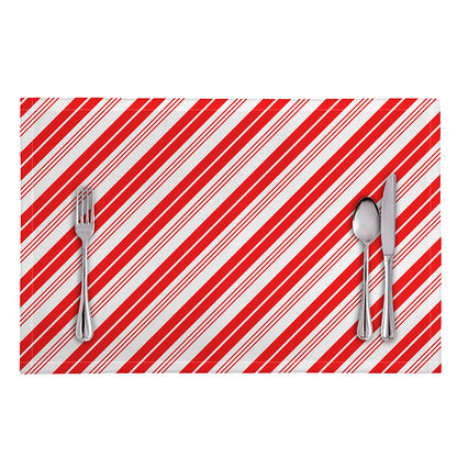 Red And White Candy Cane Stripe Print Placemat