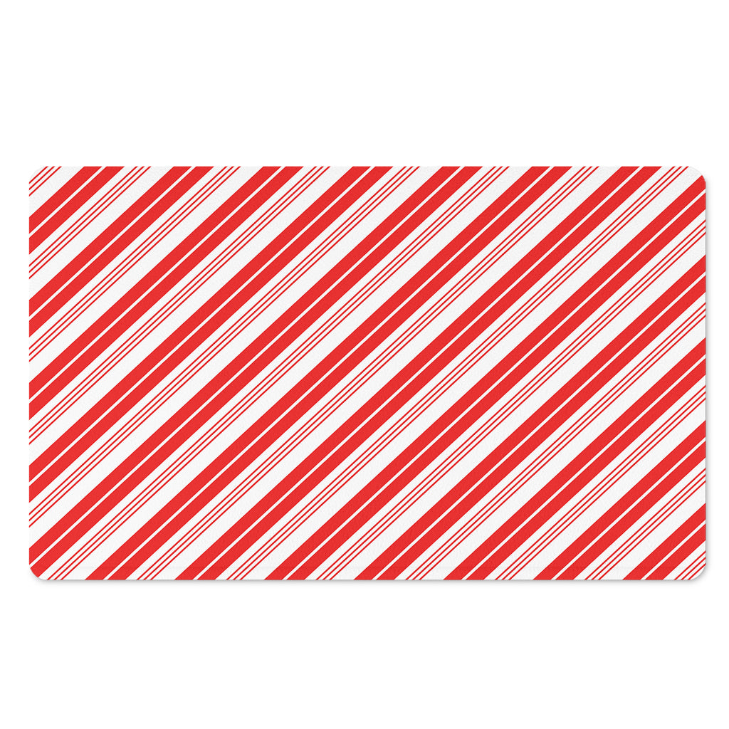 Red And White Candy Cane Stripe Print Polyester Doormat