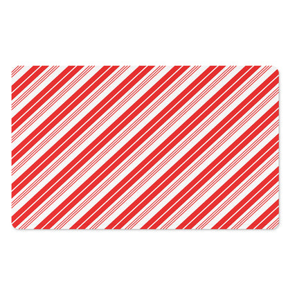 Red And White Candy Cane Stripe Print Polyester Doormat