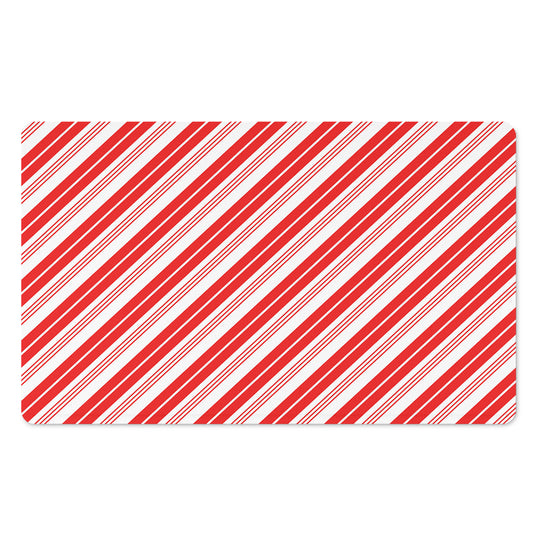 Red And White Candy Cane Stripe Print Polyester Doormat