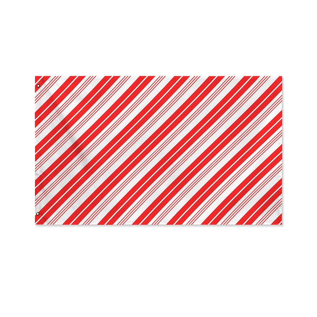 Red And White Candy Cane Stripe Print Polyester Flag