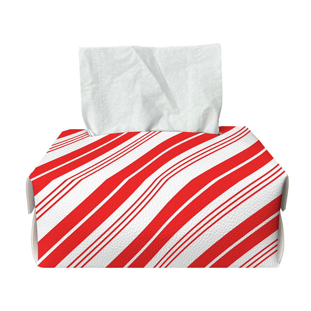 Red And White Candy Cane Stripe Print Rectangle Tissue Box Cover