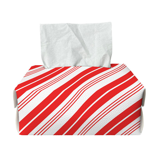 Red And White Candy Cane Stripe Print Rectangle Tissue Box Cover