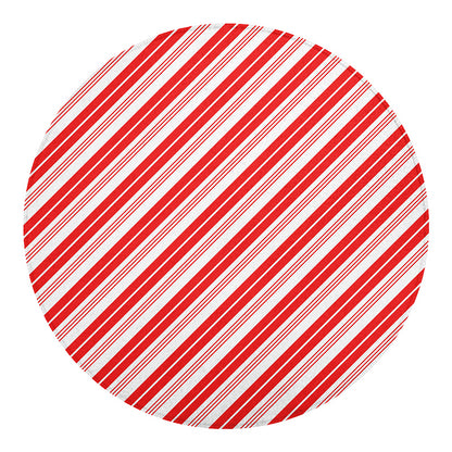 Red And White Candy Cane Stripe Print Round Blanket