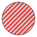 Red And White Candy Cane Stripe Print Round Floor Mat