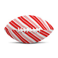 Red And White Candy Cane Stripe Print Rugby Ball