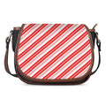 Red And White Candy Cane Stripe Print Saddle Bag