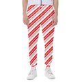 Red And White Candy Cane Stripe Print Joggers