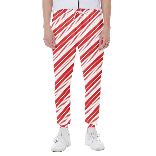 Red And White Candy Cane Stripe Print Scuba Joggers
