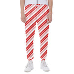 Red And White Candy Cane Stripe Print Scuba Joggers