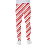 Red And White Candy Cane Stripe Print Scuba Joggers