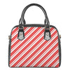 Red And White Candy Cane Stripe Print Shoulder Handbag