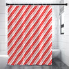 Red And White Candy Cane Stripe Print Shower Curtain