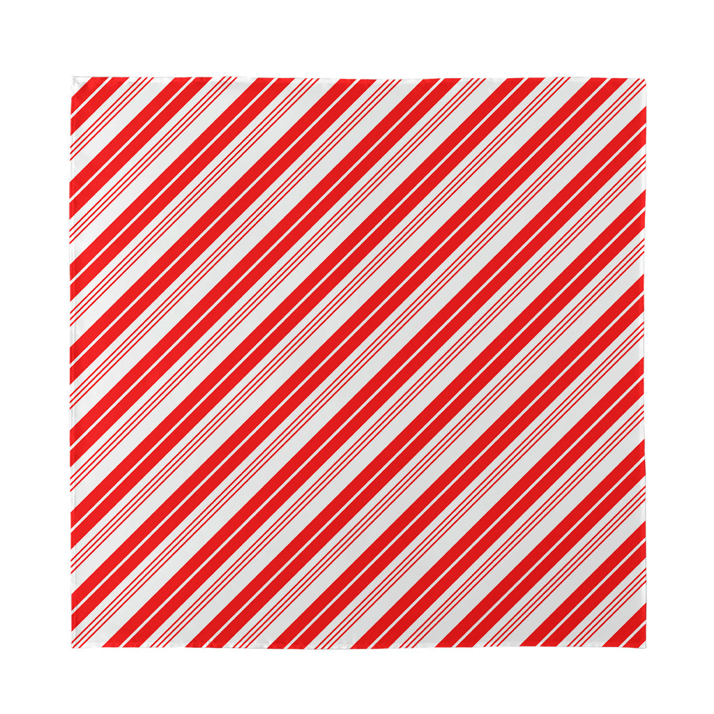 Red And White Candy Cane Stripe Print Silk Bandana