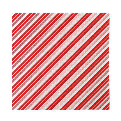 Red And White Candy Cane Stripe Print Silk Bandana