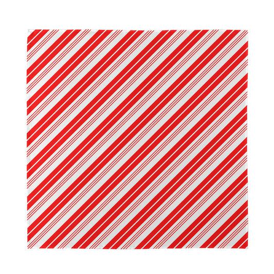 Red And White Candy Cane Stripe Print Silk Bandana