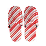 Red And White Candy Cane Stripe Print Slippers
