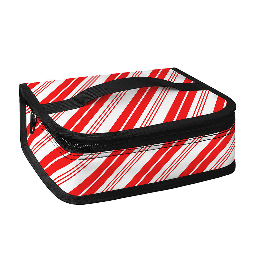 Red And White Candy Cane Stripe Print Small Lunch Bag