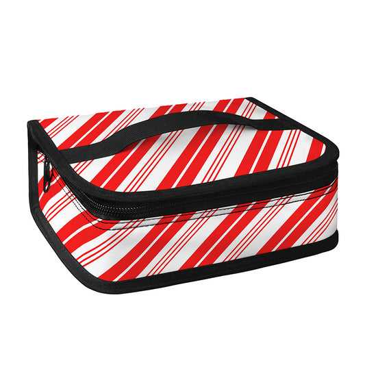 Red And White Candy Cane Stripe Print Small Lunch Bag
