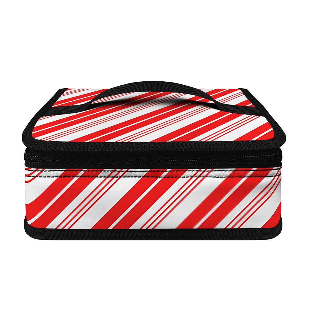 Red And White Candy Cane Stripe Print Small Lunch Bag