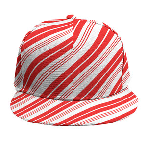 Red And White Candy Cane Stripe Print Snapback Cap