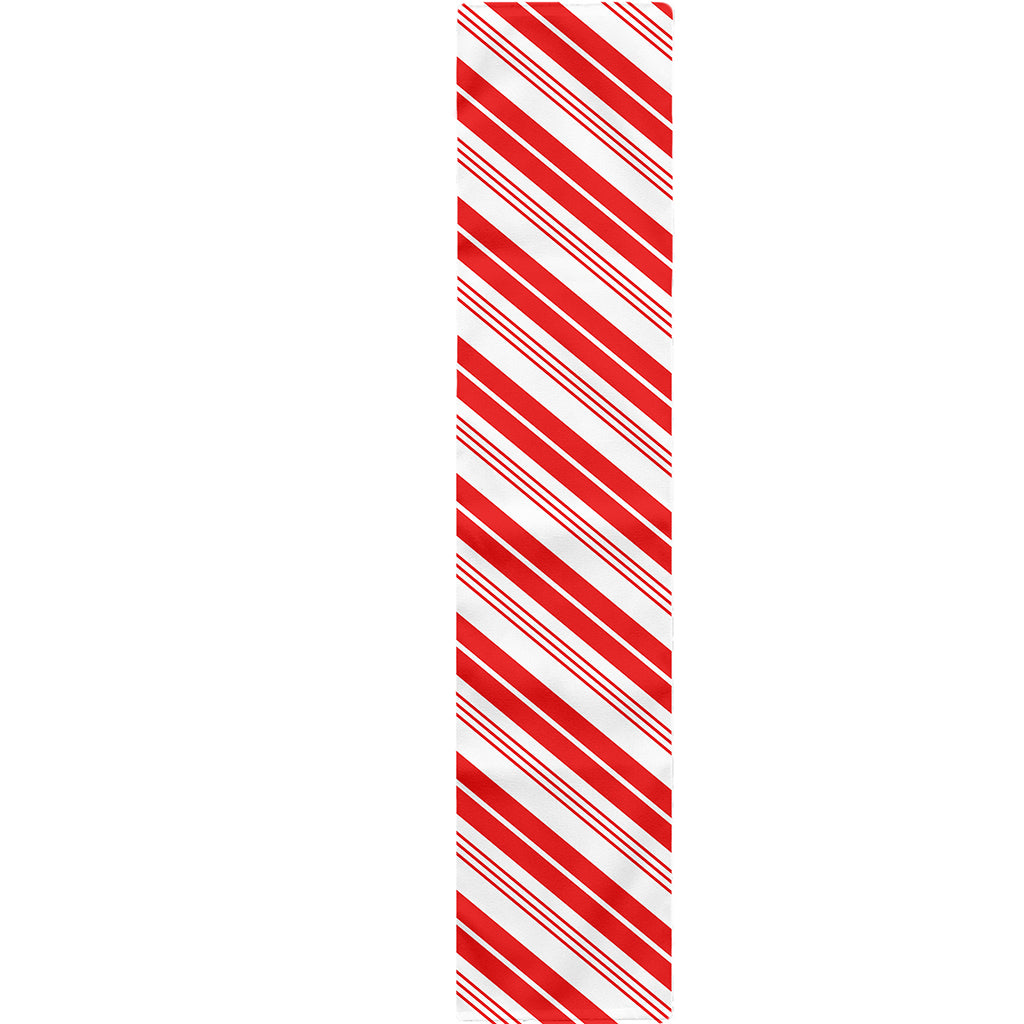 Red And White Candy Cane Stripe Print Table Runner
