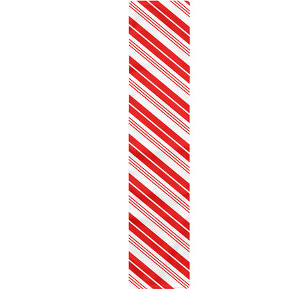 Red And White Candy Cane Stripe Print Table Runner
