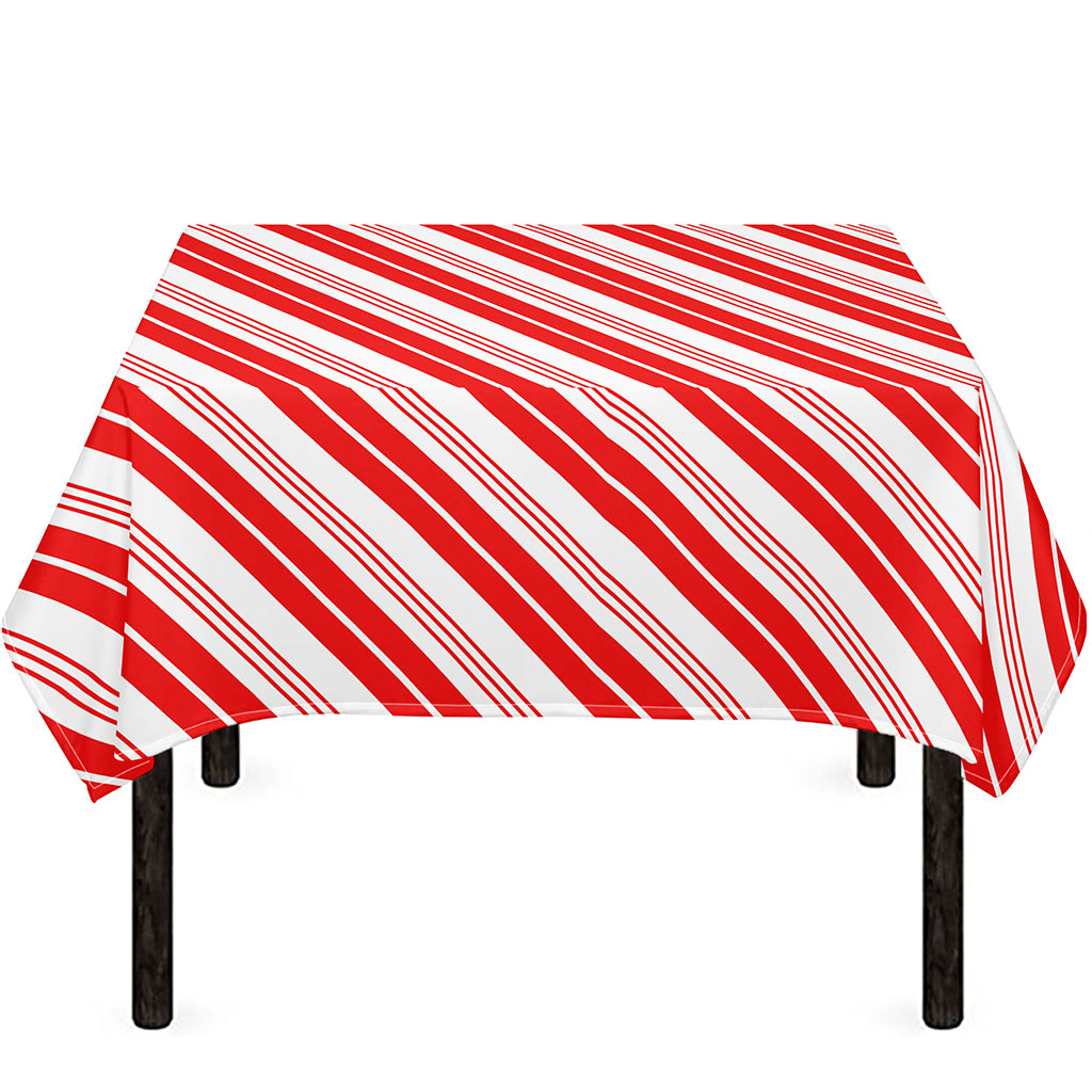 Red And White Candy Cane Stripe Print Tablecloth