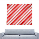 Red And White Candy Cane Stripe Print Tapestry
