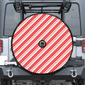 Red And White Candy Cane Stripe Print Tire Cover With Camera Hole