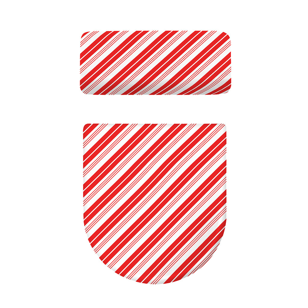 Red And White Candy Cane Stripe Print Toilet Lid And Tank Cover Set