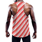 Red And White Candy Cane Stripe Print Training Tank Top
