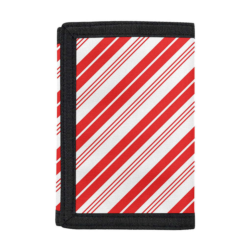 Red And White Candy Cane Stripe Print Trifold Wallet