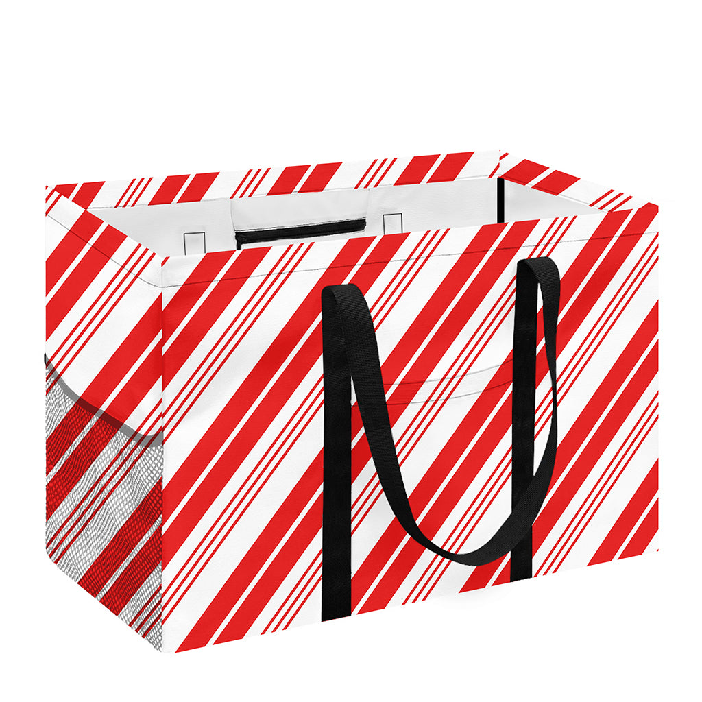 Red And White Candy Cane Stripe Print Utility Tote Bag