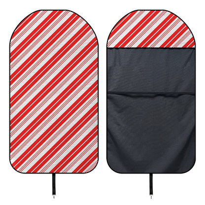 Red And White Candy Cane Stripe Print Waterproof Car Seat Cover