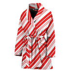 Red And White Candy Cane Stripe Print Women's Bathrobe