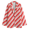 Red And White Candy Cane Stripe Print Women's Blazer