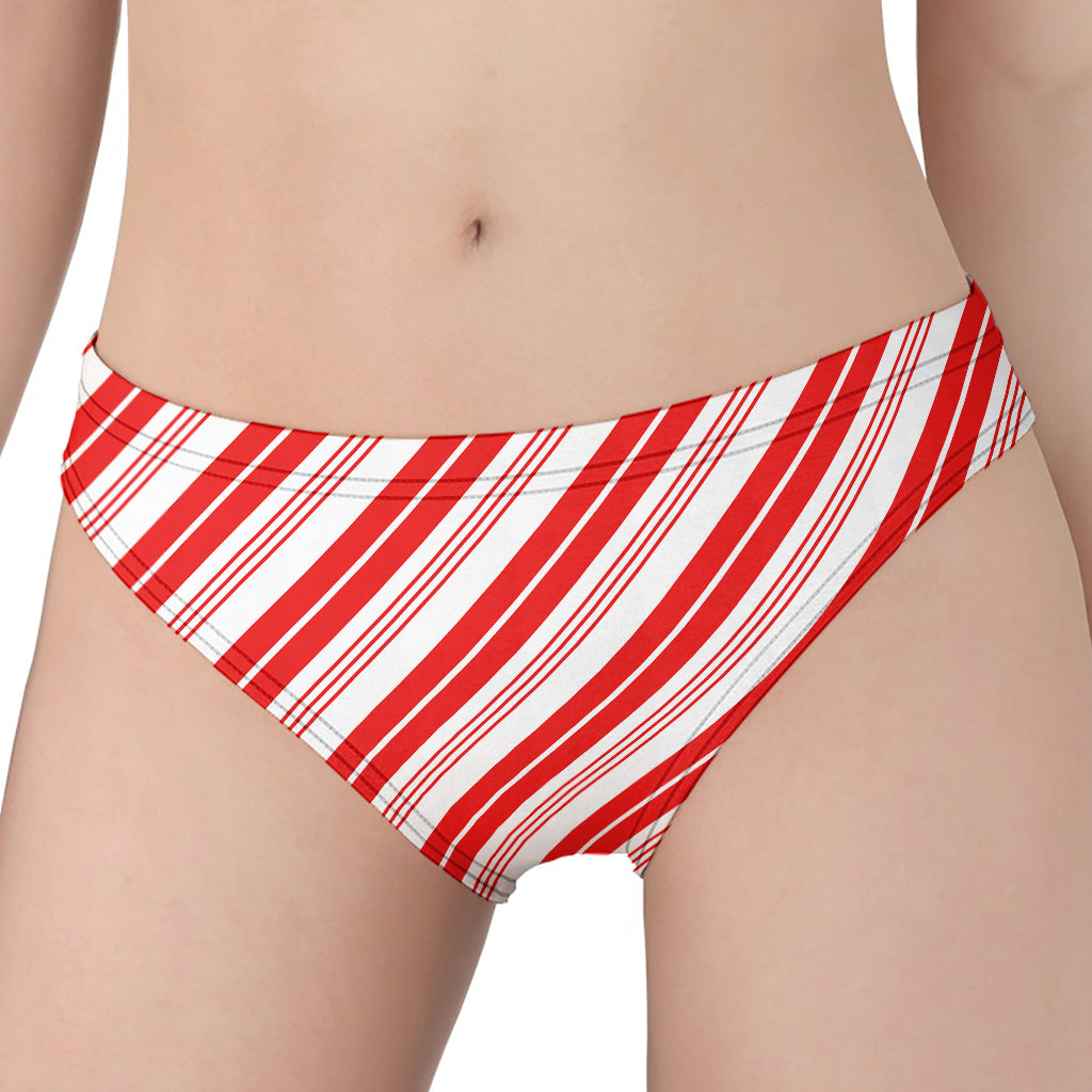 Red And White Candy Cane Stripe Print Women's Panties