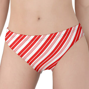 Red And White Candy Cane Stripe Print Women's Panties