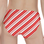 Red And White Candy Cane Stripe Print Women's Panties