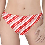 Red And White Candy Cane Stripe Print Women's Thong