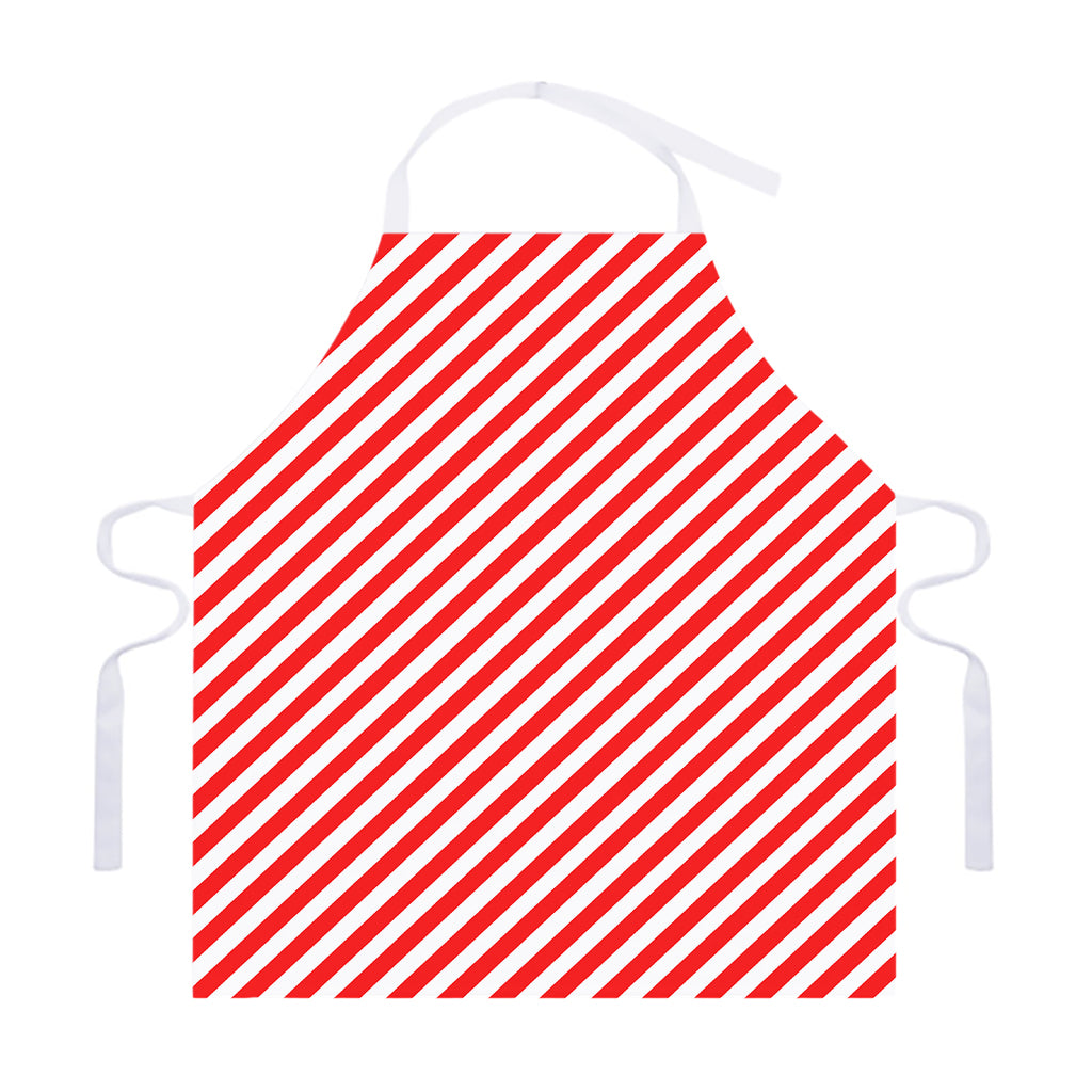 Red And White Candy Cane Striped Print Adjustable Apron