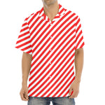 Red And White Candy Cane Striped Print Aloha Shirt