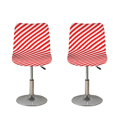 Red And White Candy Cane Striped Print Bar Stool Covers