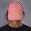 Red And White Candy Cane Striped Print Baseball Cap