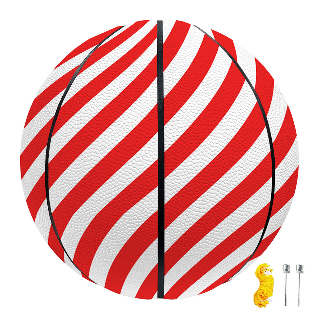 Red And White Candy Cane Striped Print Basketball