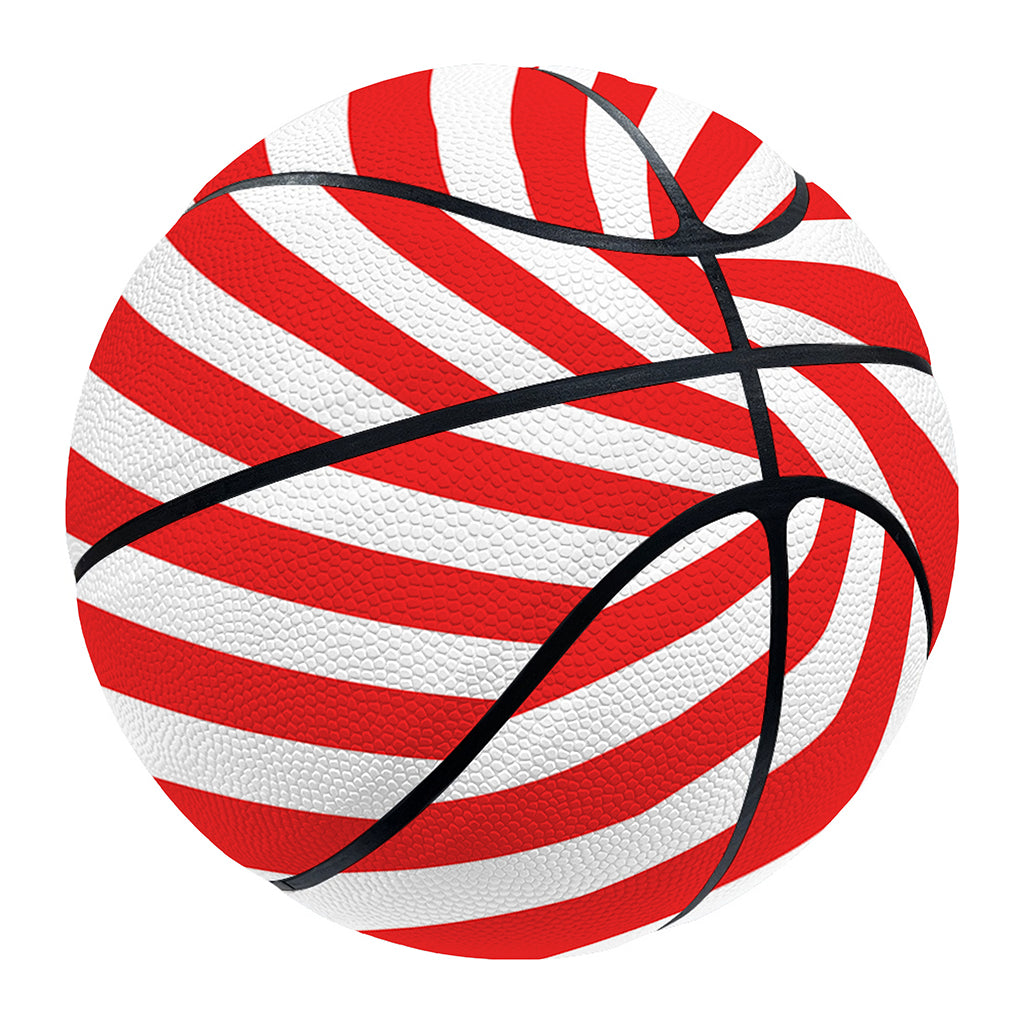 Red And White Candy Cane Striped Print Basketball