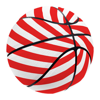 Red And White Candy Cane Striped Print Basketball