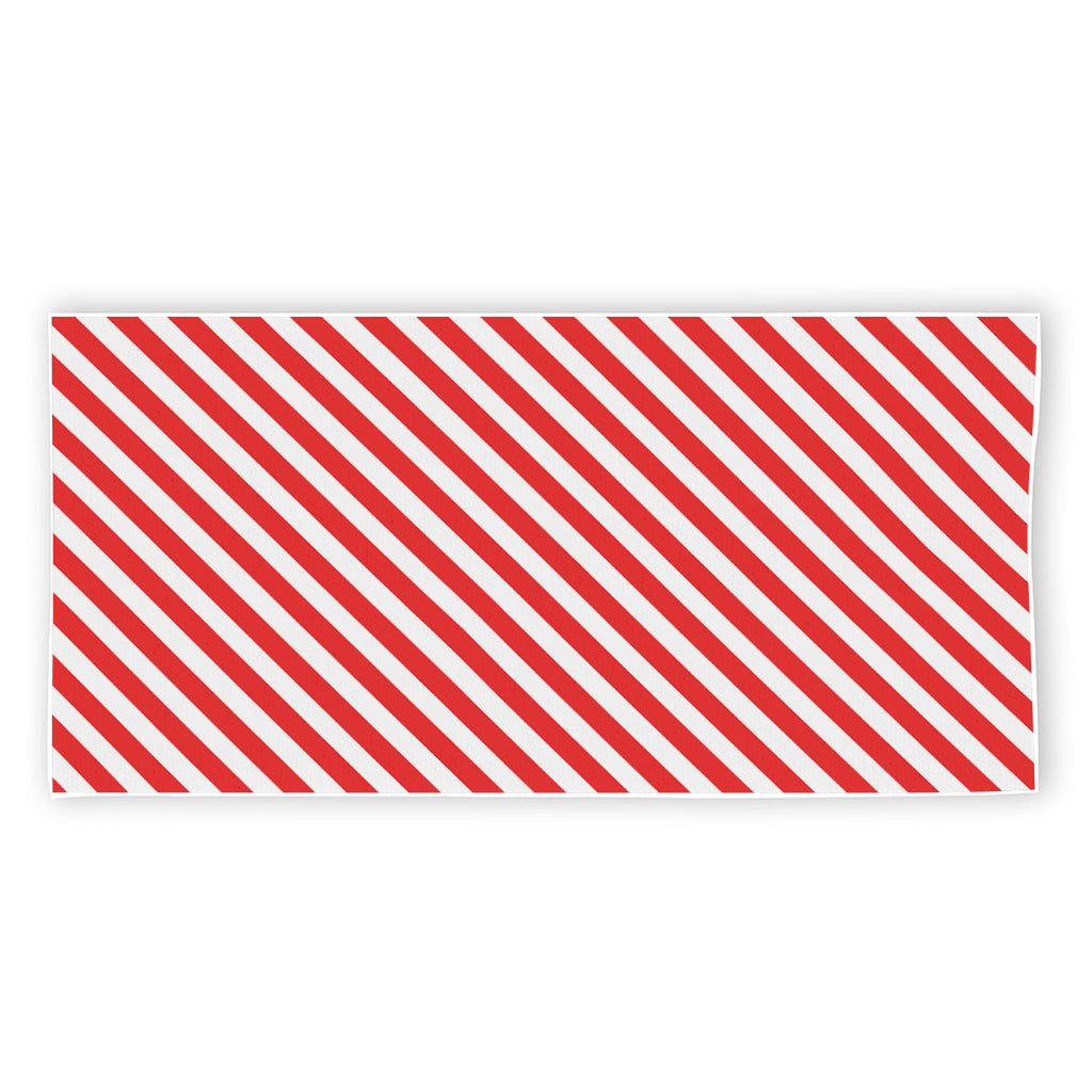 Red And White Candy Cane Striped Print Beach Towel