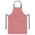 Red And White Candy Cane Striped Print Bib Apron With Pocket